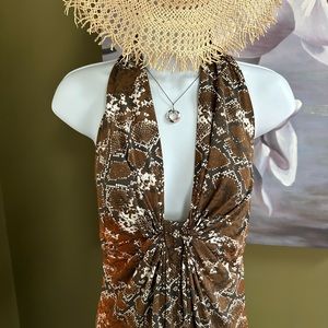Moda International Halter top backless Snake Print Maxi Dress
